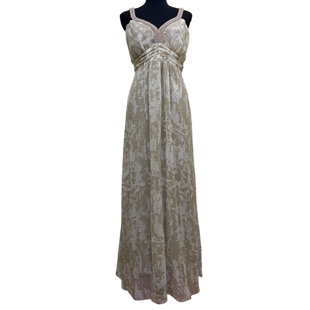 Soft Surroundings Sleeveless Maxi Dress‎ XL Beige Grecian Boho Coastal Resort